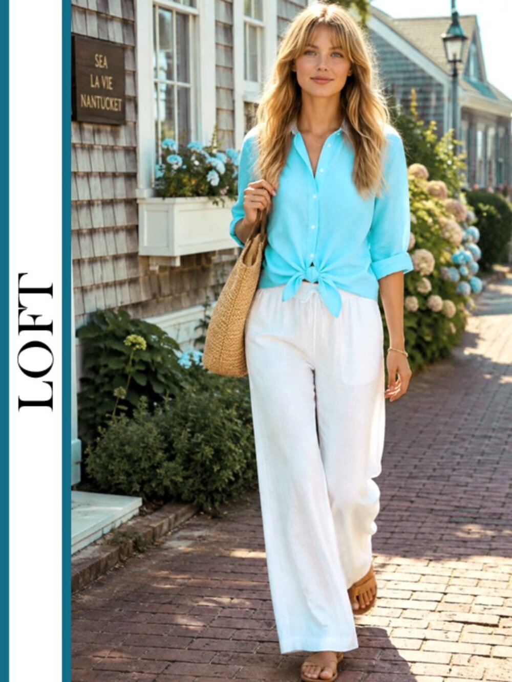 LOFT | Linen Blend Tie Front Shirt - Picture 4 of 10